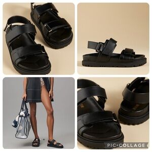 New USA 8 / 37 / eu 39 Anthropologie Maeve double slingback sandals black Velcro